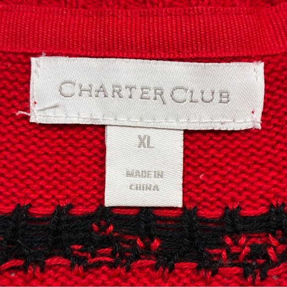 Charter Club Fair Isle Scottie Dog Sweater Red Crew Neck Womens XL Holiday - Picture 6 of 9